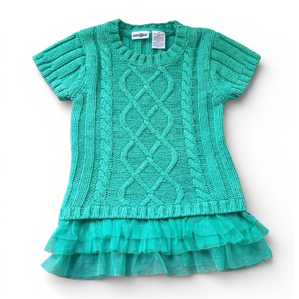 Kids R Us Girls Cable Knit Sweater Dress with Tulle Hem | Size 4T | NWOT